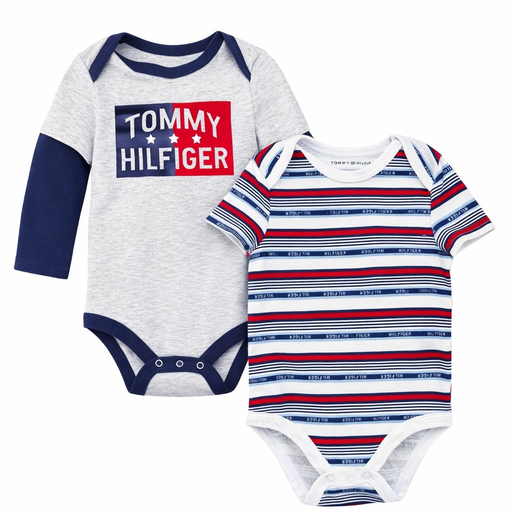 Tommy Hilfiger Baby Bundle 12M Bodysuits Red White & Blue Preppy Infant